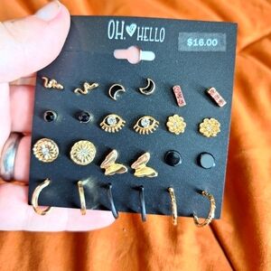 OH HELLO EARRINGS 12 PAIR NWT
